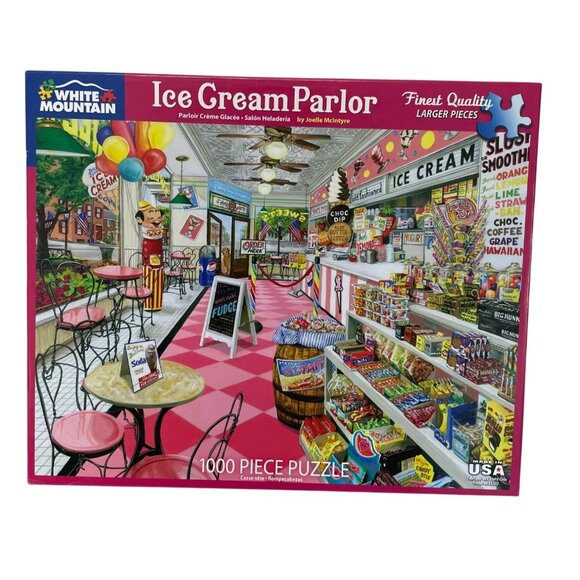White Mountain Ice Cream Parlor 1000-Piece Jigsaw Puzzle ONE PIECE MISSING - Picture 1 of 4
